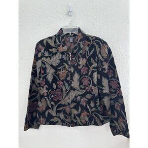 PORTRAIT Jacket Women's‎ Medium Floral Tapestry Brocade Boho Coastal Granny Core